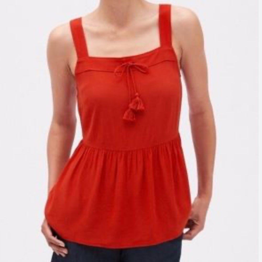 Banana Republic Strappy Peplum Tank Top Aperitivo Red Tassel XS